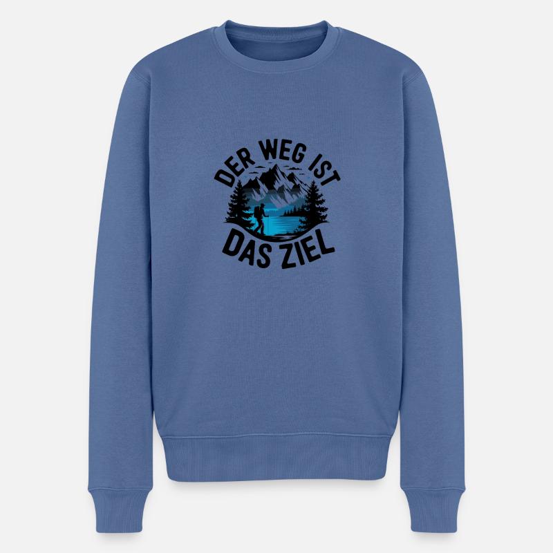 Der Weg ist das Ziel für eine Wanderer - Männer Premium Bio Pullover - Taubenblau
