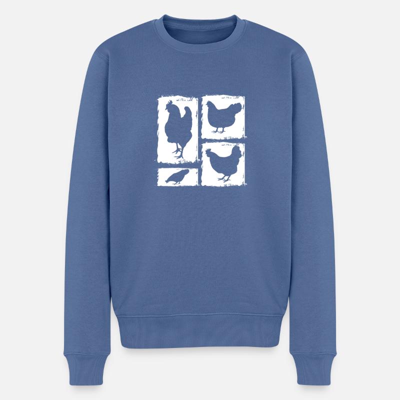 Hühner Henne - Männer Premium Bio Pullover - Taubenblau