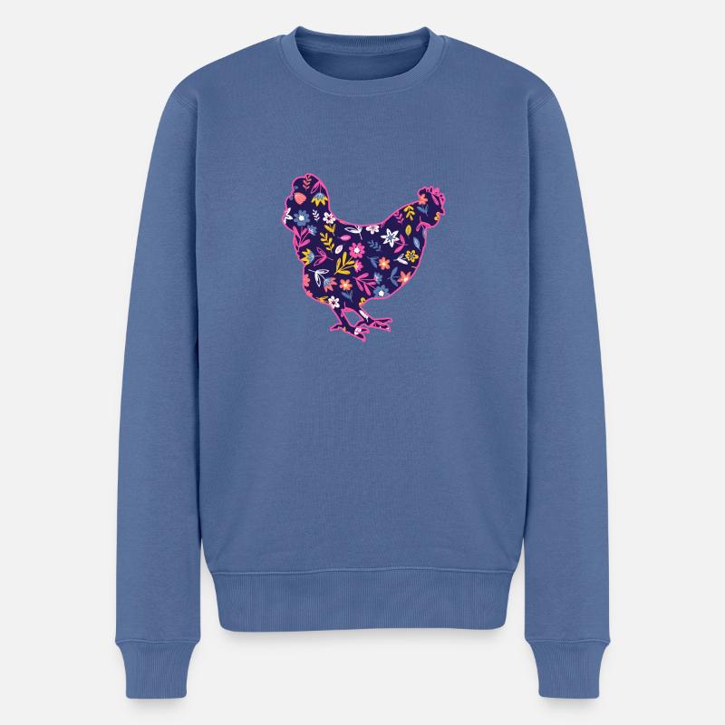 Hühner Henne - Männer Premium Bio Pullover - Taubenblau