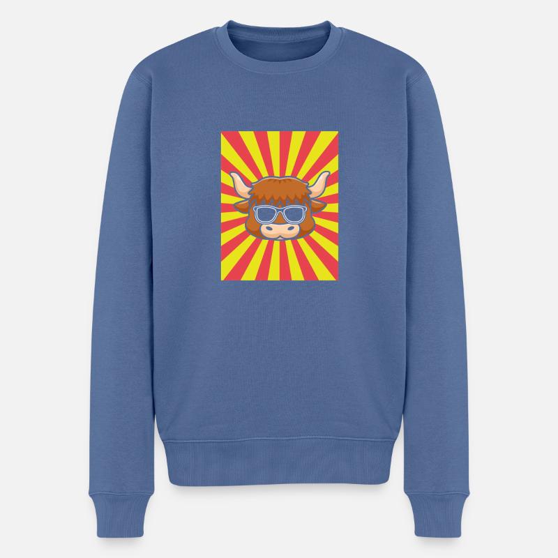 Bovins de buffle Bœufs - Pull Premium bio Homme - bleu pigeon
