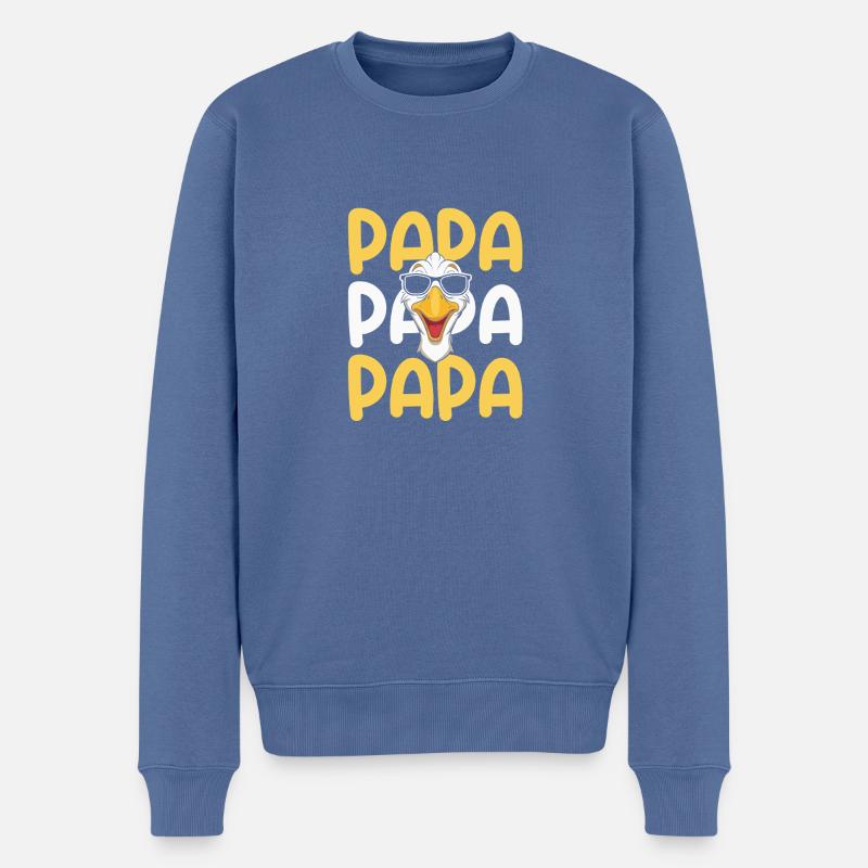 Papa Vater Gans - Männer Premium Bio Pullover - Taubenblau