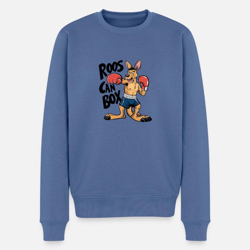 Kangaroo Boxing : Roos Can Box - Pull Premium bio Homme - bleu pigeon
