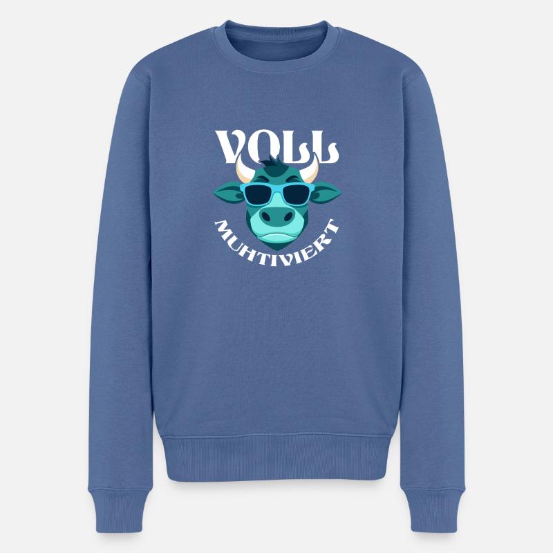 Kuh Voll Muhtiviert - Männer Premium Bio Pullover - Taubenblau