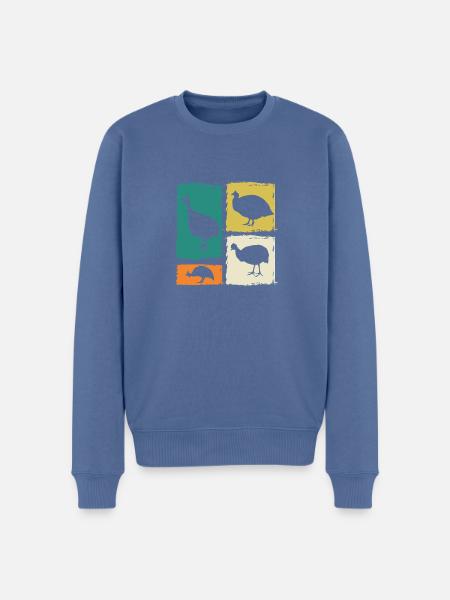 Chickens Rooster Guinea Fowl - Men's Premium Organic Jumper - stone blue