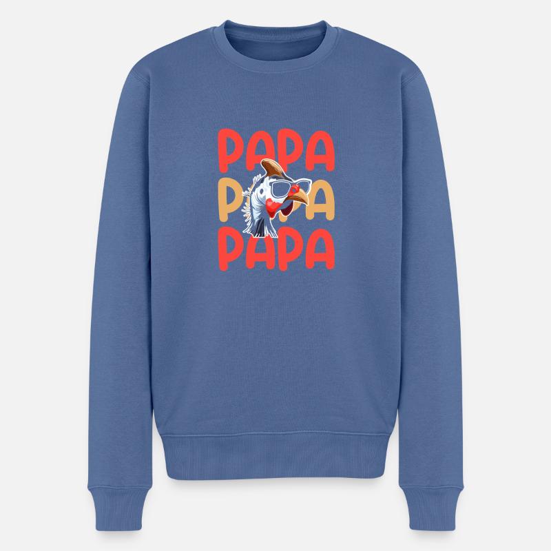 Hühner Papa Vater Hahn Perlhuhn - Männer Premium Bio Pullover - Taubenblau