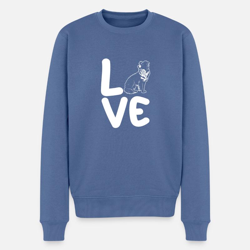 Border Collie - Pull Premium bio Homme - bleu pigeon