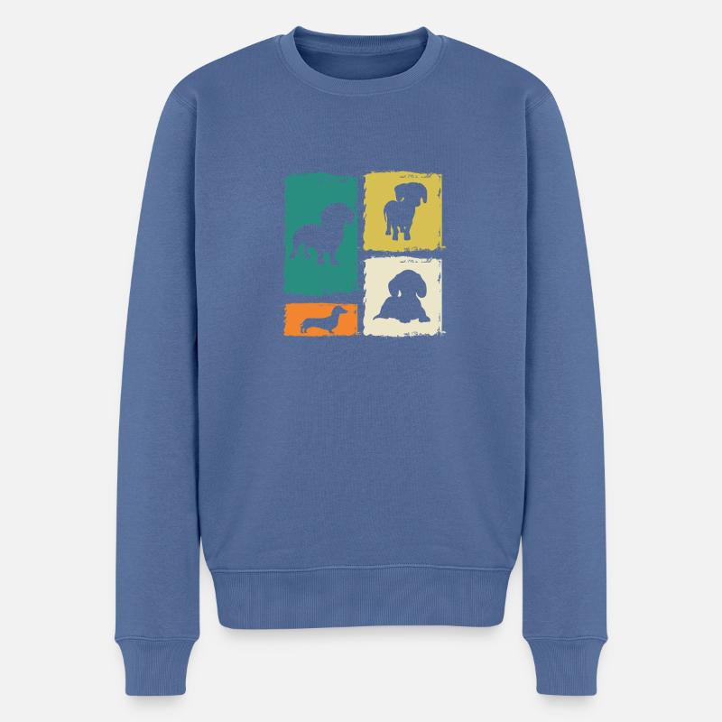 Hund Dackel - Männer Premium Bio Pullover - Taubenblau