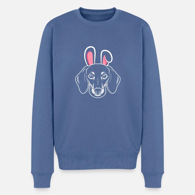 Chien lapin teckel - Pull Premium bio Homme - bleu pigeon