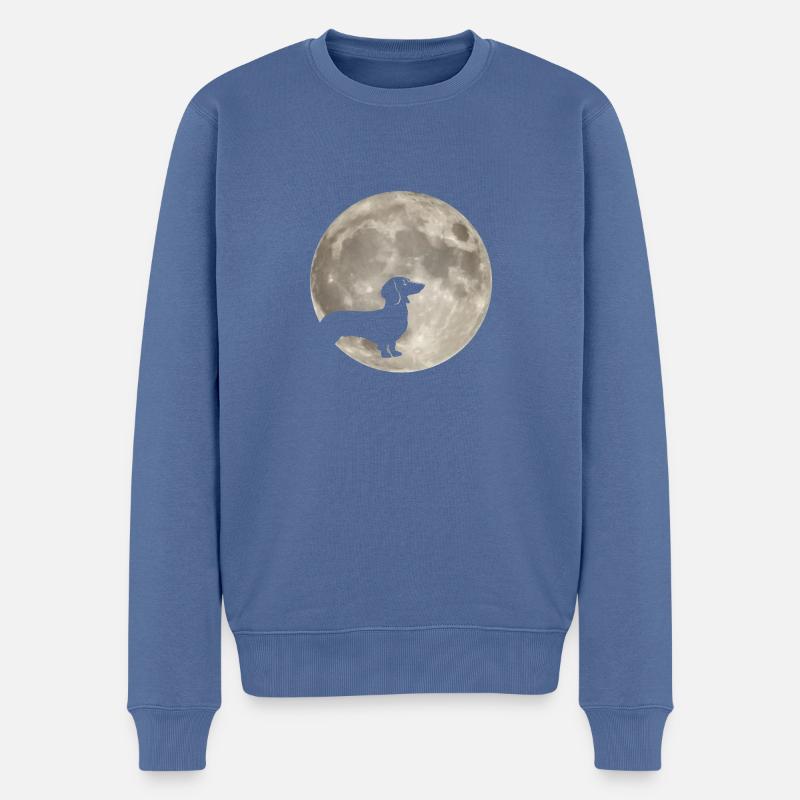 Mond Hund Dackel - Männer Premium Bio Pullover - Taubenblau