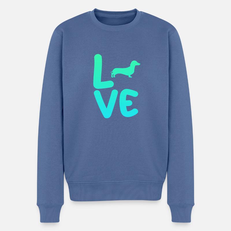 Hund Dackel - Männer Premium Bio Pullover - Taubenblau