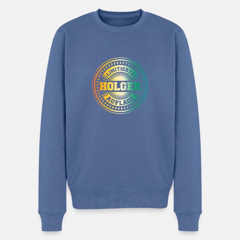 Holger - Männer Premium Bio Pullover - Taubenblau