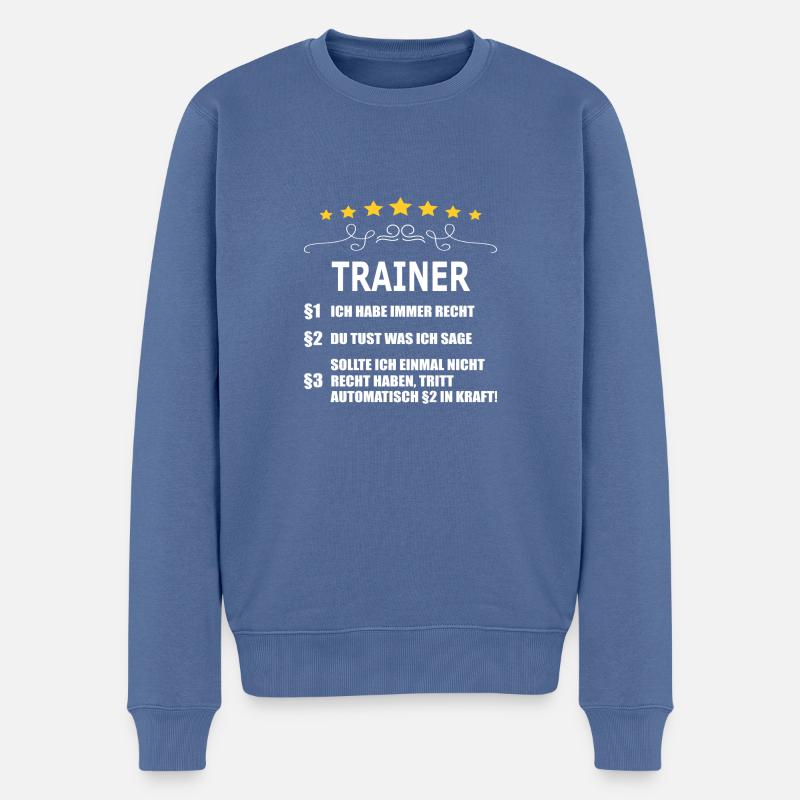 TRAINER - Männer Premium Bio Pullover - Taubenblau