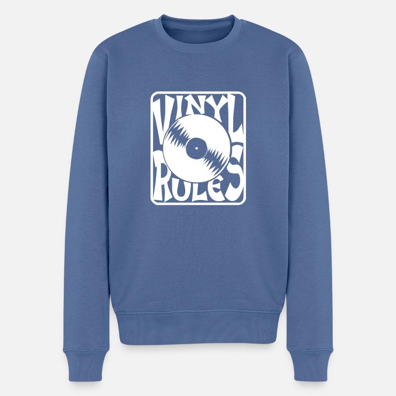 Règles de vinyle - Pull Premium bio Homme - bleu pigeon
