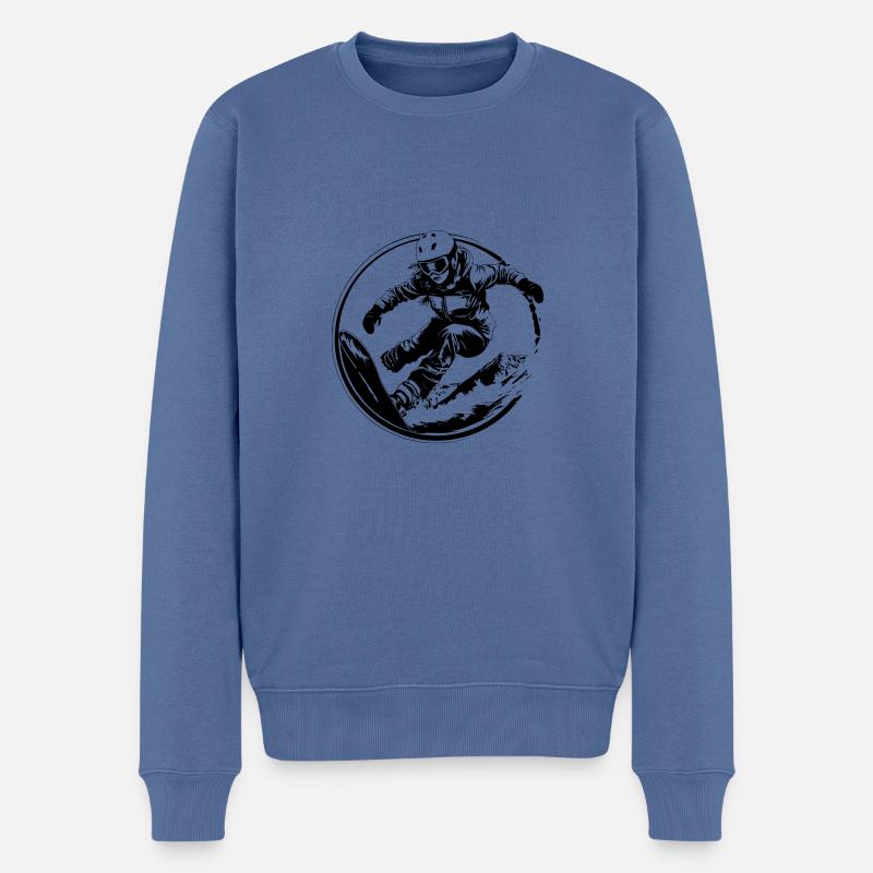 Snowboarder Silhouette - Männer Premium Bio Pullover - Taubenblau