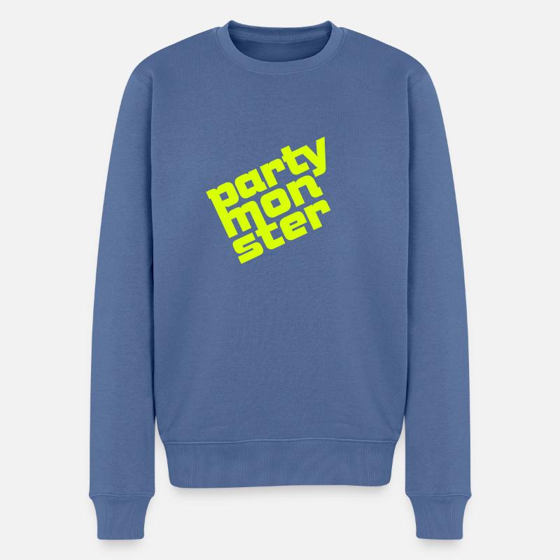Partymonster-Font No. 1 - Männer Premium Bio Pullover - Taubenblau