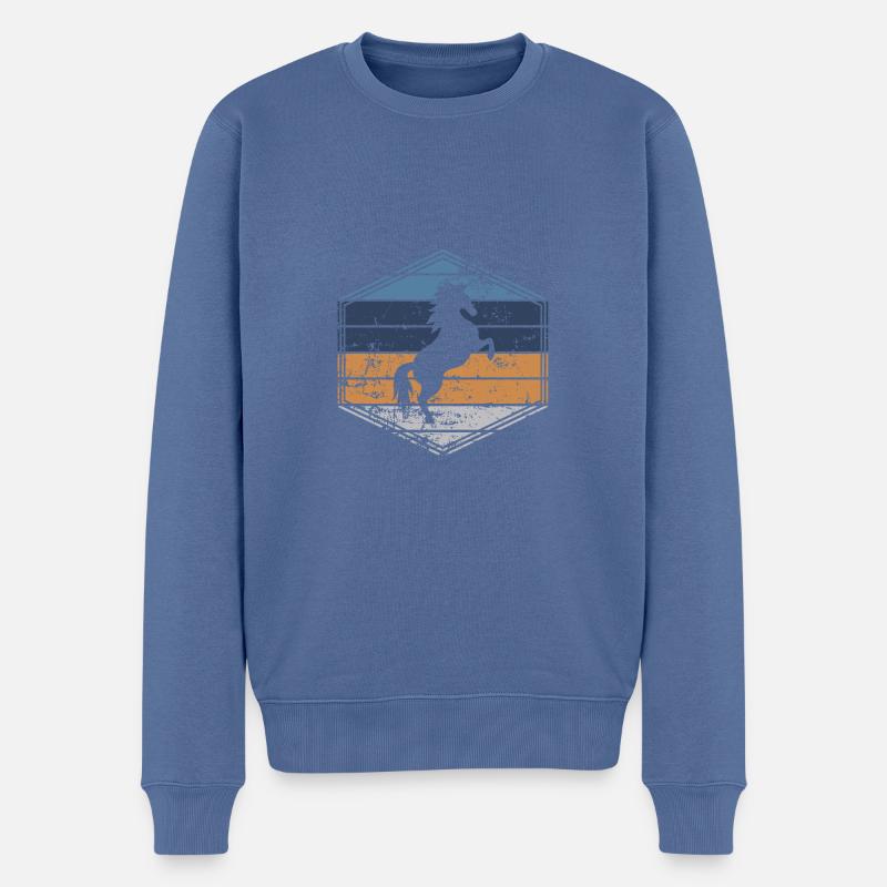 Pferd - Männer Premium Bio Pullover - Taubenblau