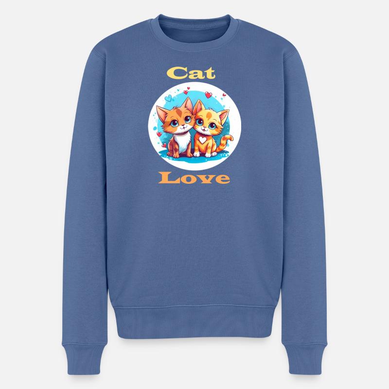 Amour de chat - Pull Premium bio Homme - bleu pigeon