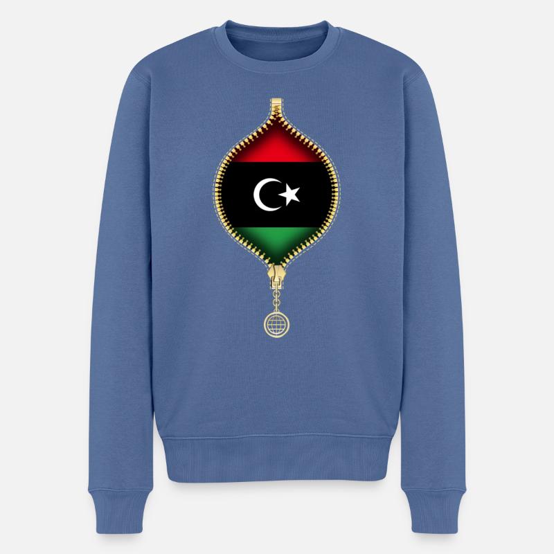 LIBYA | FLAG | URBAN SYNTHETICS - Männer Premium Bio Pullover - Taubenblau