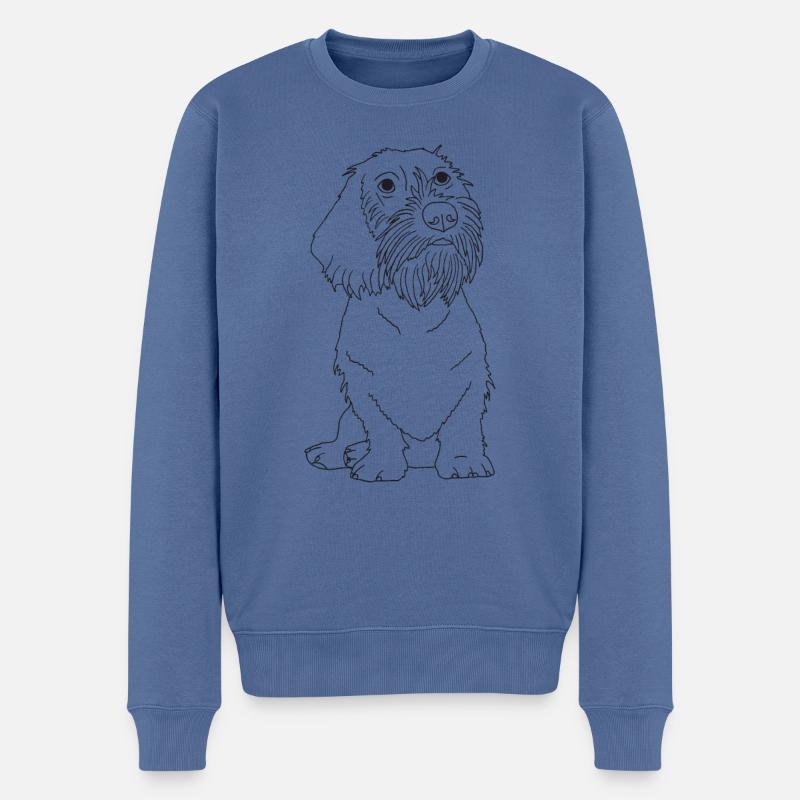 Rauhaardackel - Männer Premium Bio Pullover - Taubenblau