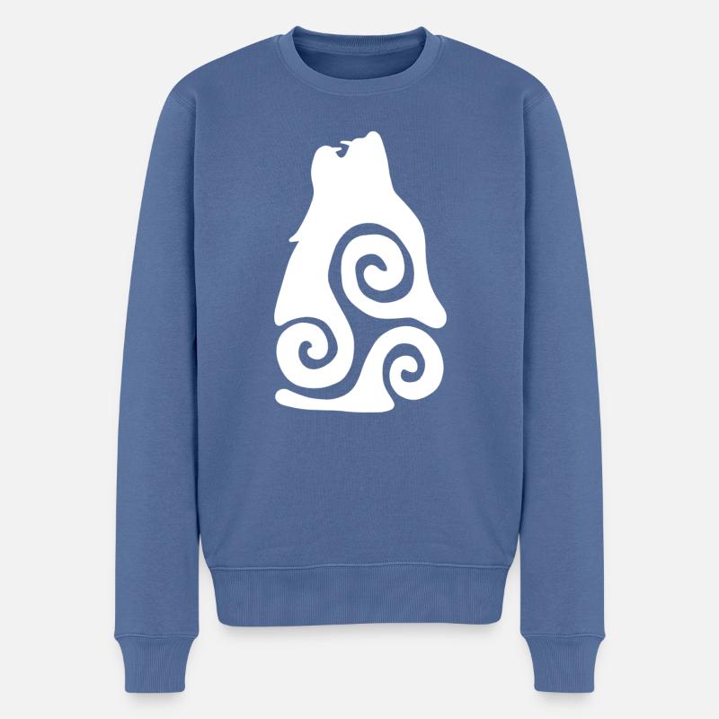 Wolf Tribal Hurlement - Pull Premium bio Homme - bleu pigeon