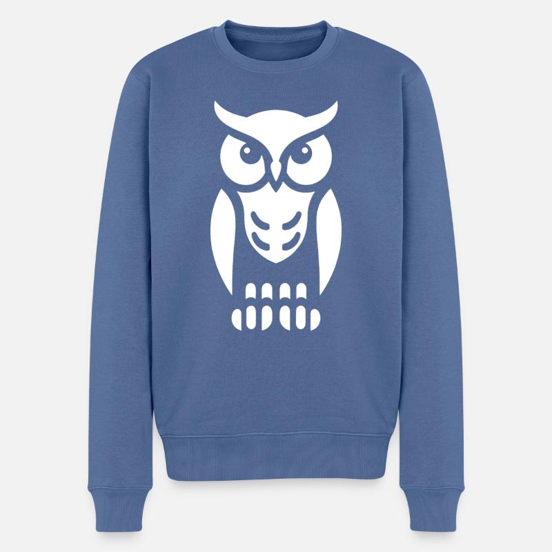 Sneugle klog silhuet minimalistisk kunst - Økologisk premium-sweatshirt til mænd - dueblå