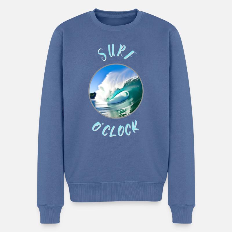 Surf O Uhr - Männer Premium Bio Pullover - Taubenblau