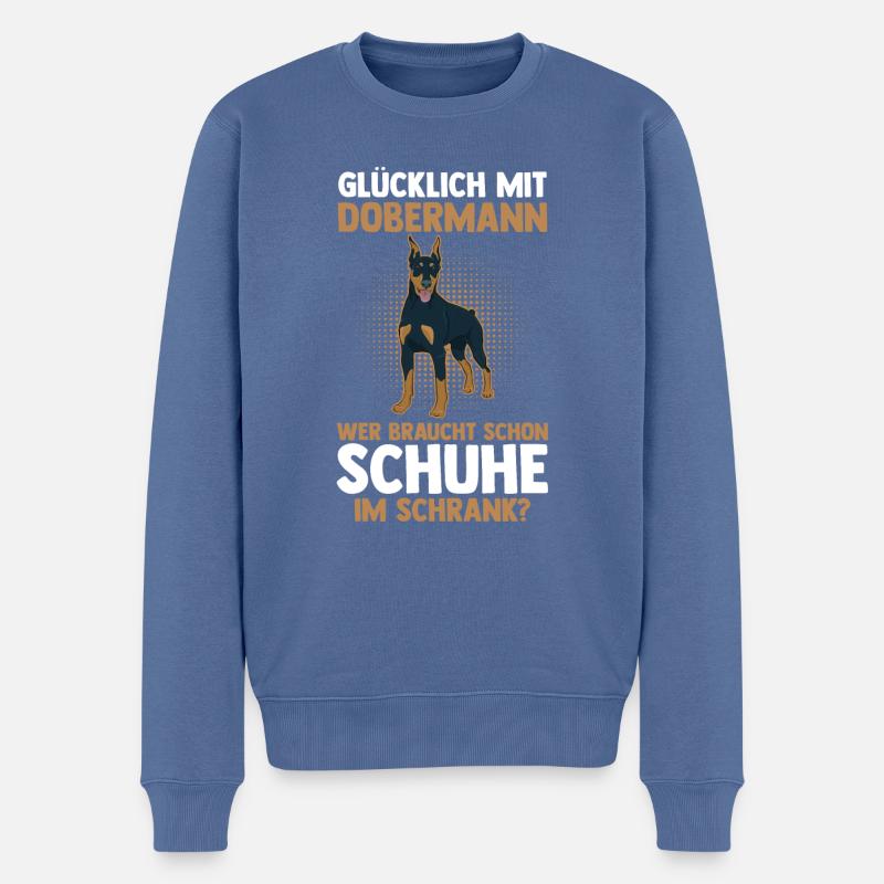 Hund Dobermann - Männer Premium Bio Pullover - Taubenblau