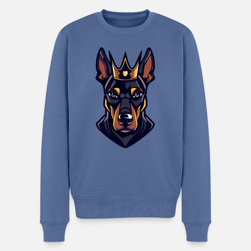 Couronne de chien Doberman - Pull Premium bio Homme - bleu pigeon