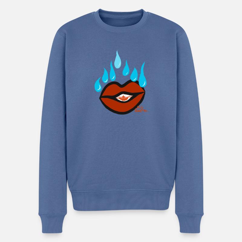 Lippen auf der Suche nach Tränen v6 00 - Männer Premium Bio Pullover - Taubenblau