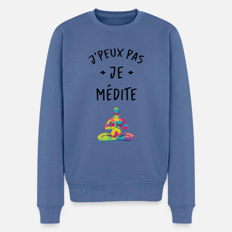 J'peux pas je médite - Pull Premium bio Homme - bleu pigeon