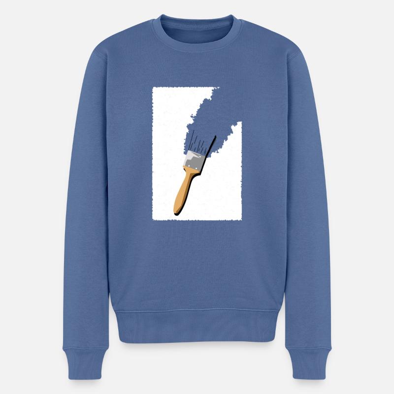 gebürstet - Männer Premium Bio Pullover - Taubenblau