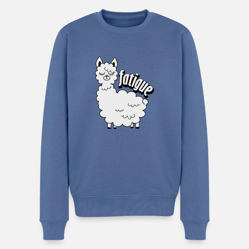 Lama endormi - Pull Premium bio Homme - bleu pigeon