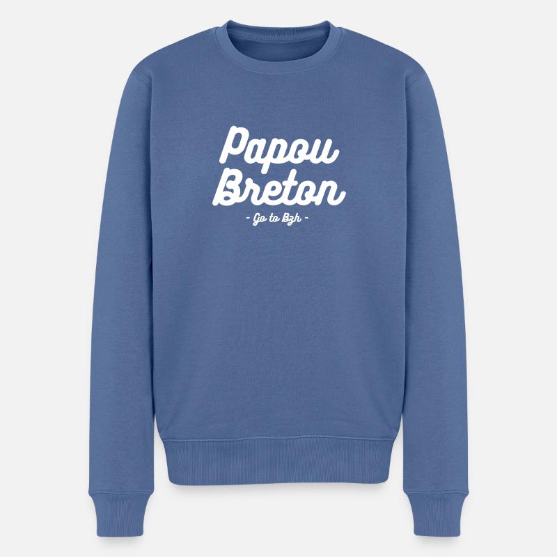 papou breton blanc - Pull Premium bio Homme - bleu pigeon