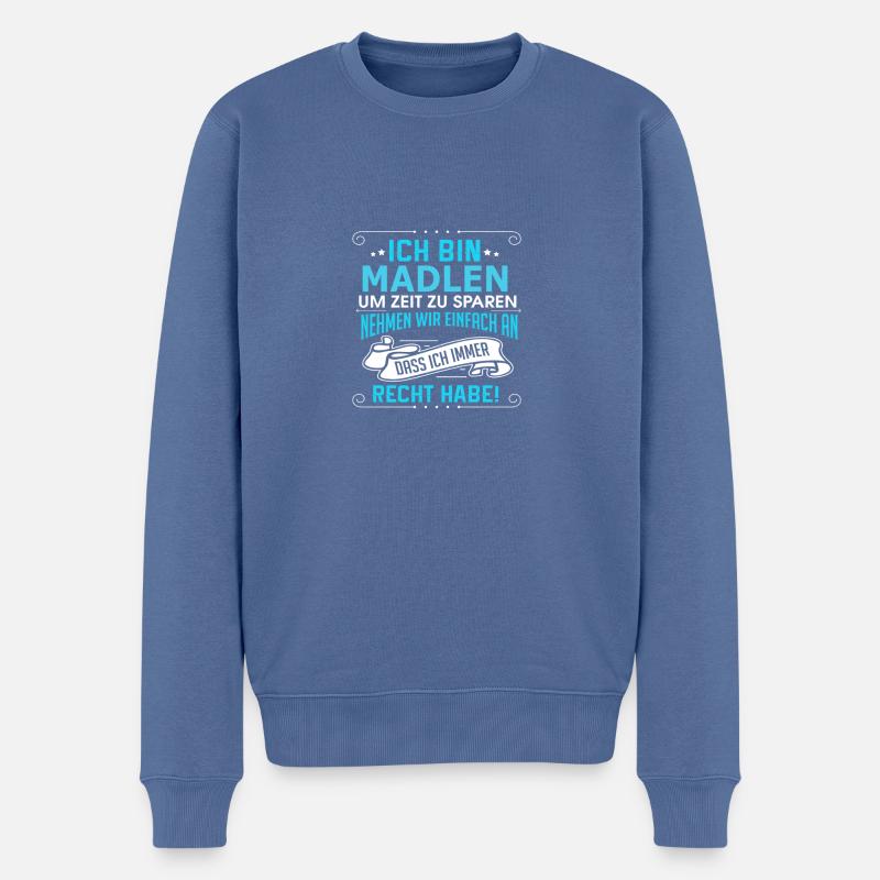 MADLEN - Männer Premium Bio Pullover - Taubenblau