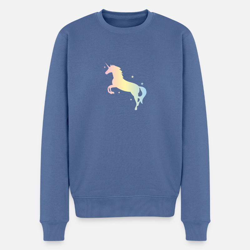 Einhorn - Männer Premium Bio Pullover - Taubenblau