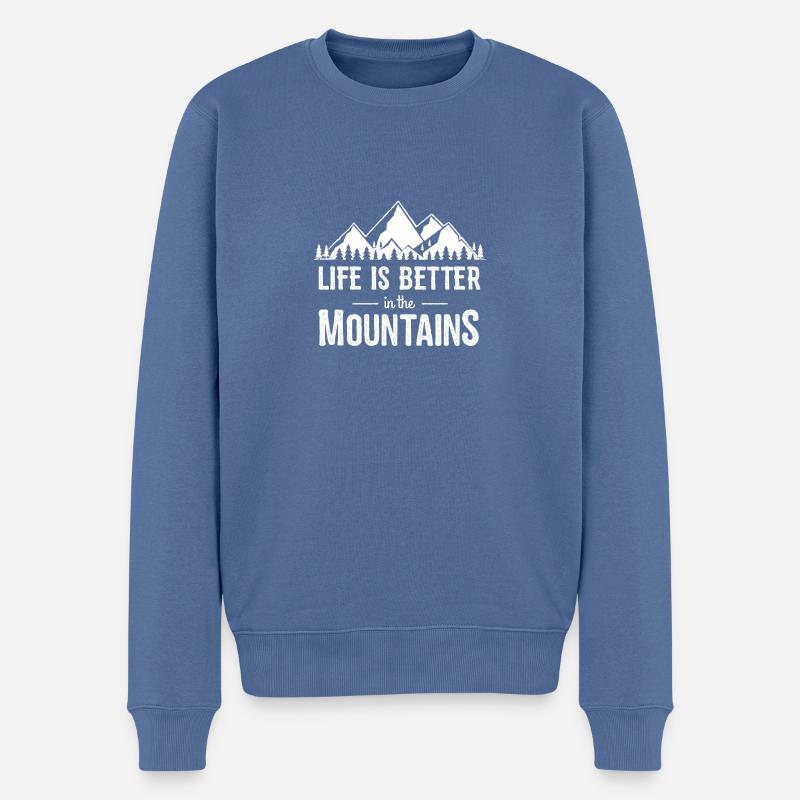 Life is better in the Mountains Wander Shirt - Männer Premium Bio Pullover - Taubenblau