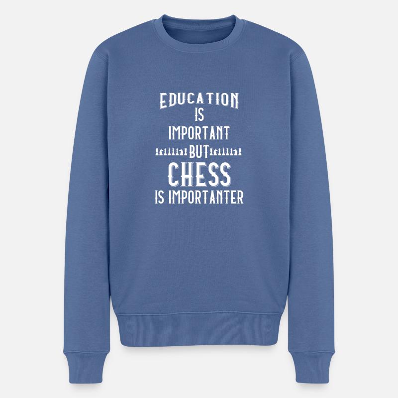 Echecs - Echecs - Echecs - Education - Pull Premium bio Homme - bleu pigeon