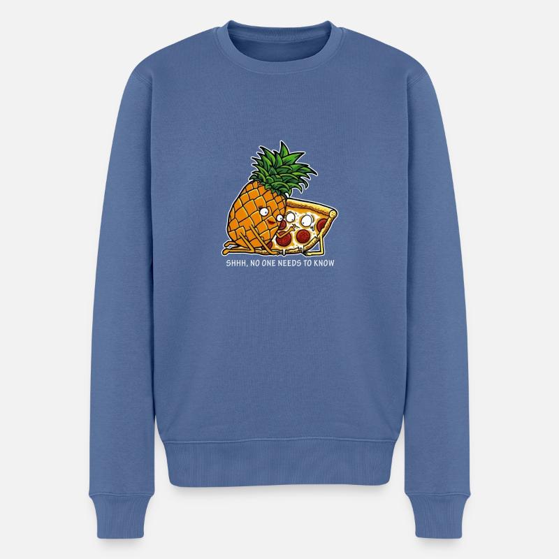 Pizza et ananas - Pull Premium bio Homme - bleu pigeon
