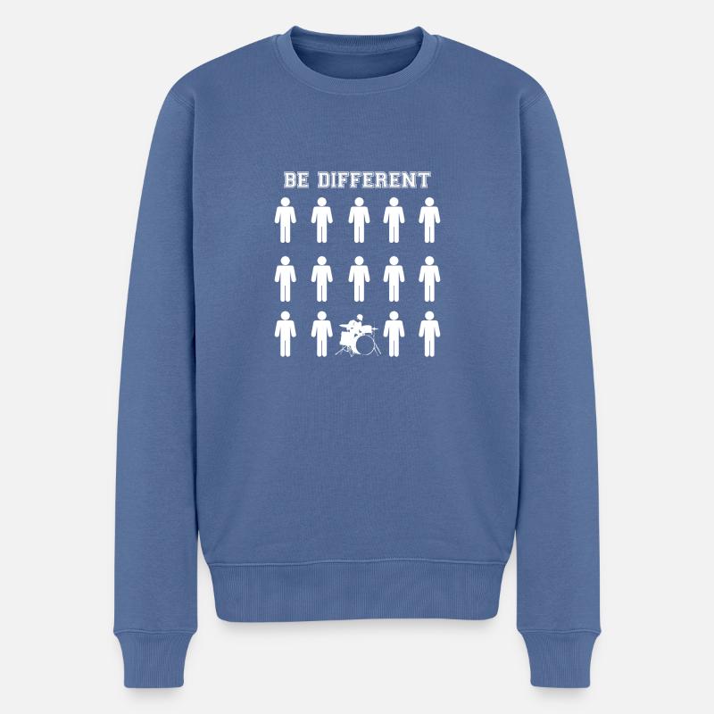 Drummer - Be Different - Drums - Geschenk - Lustig - Männer Premium Bio Pullover - Taubenblau