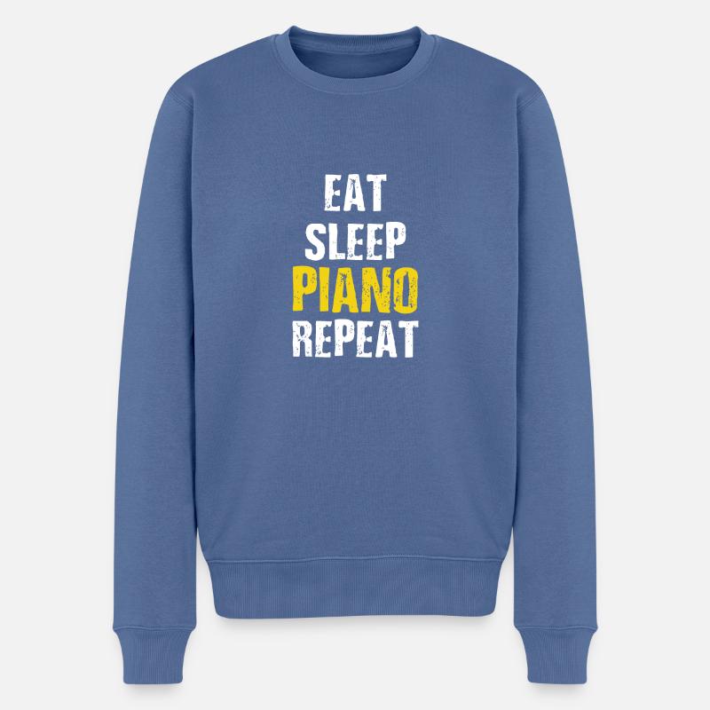 Klavier - Männer Premium Bio Pullover - Taubenblau