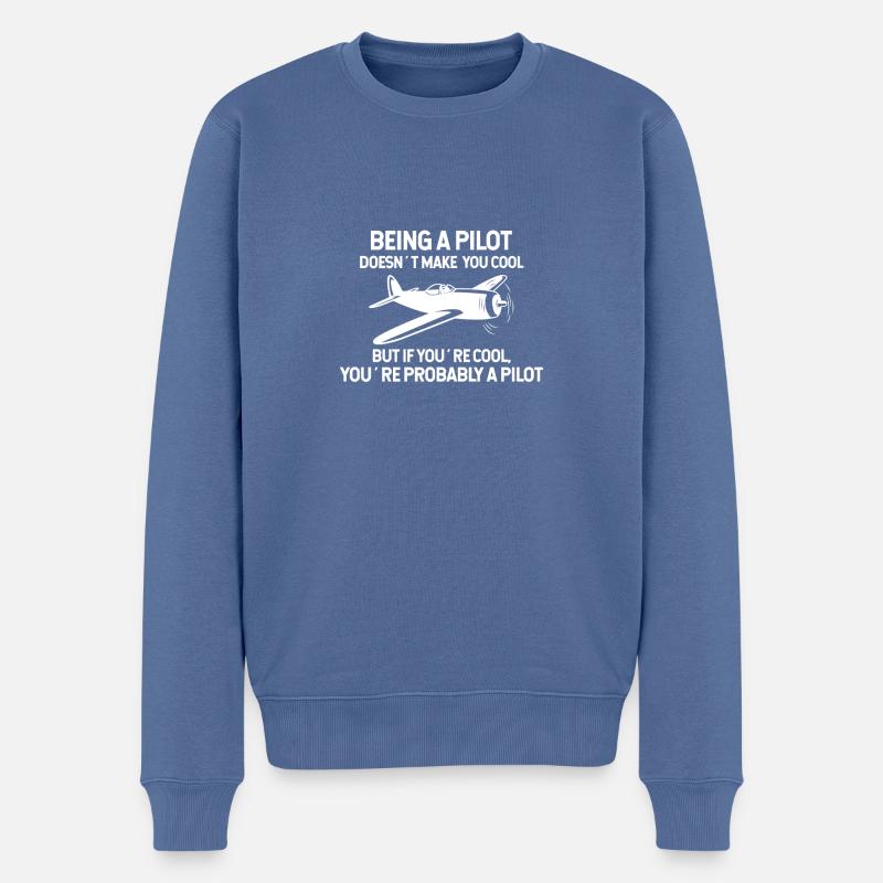Being a pilot - Männer Premium Bio Pullover - Taubenblau