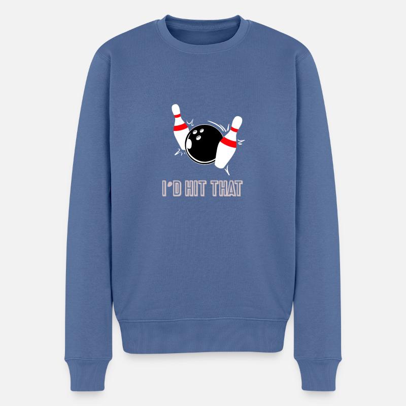 Bowling - Jouer - Cadeau - Cône - Pull Premium bio Homme - bleu pigeon