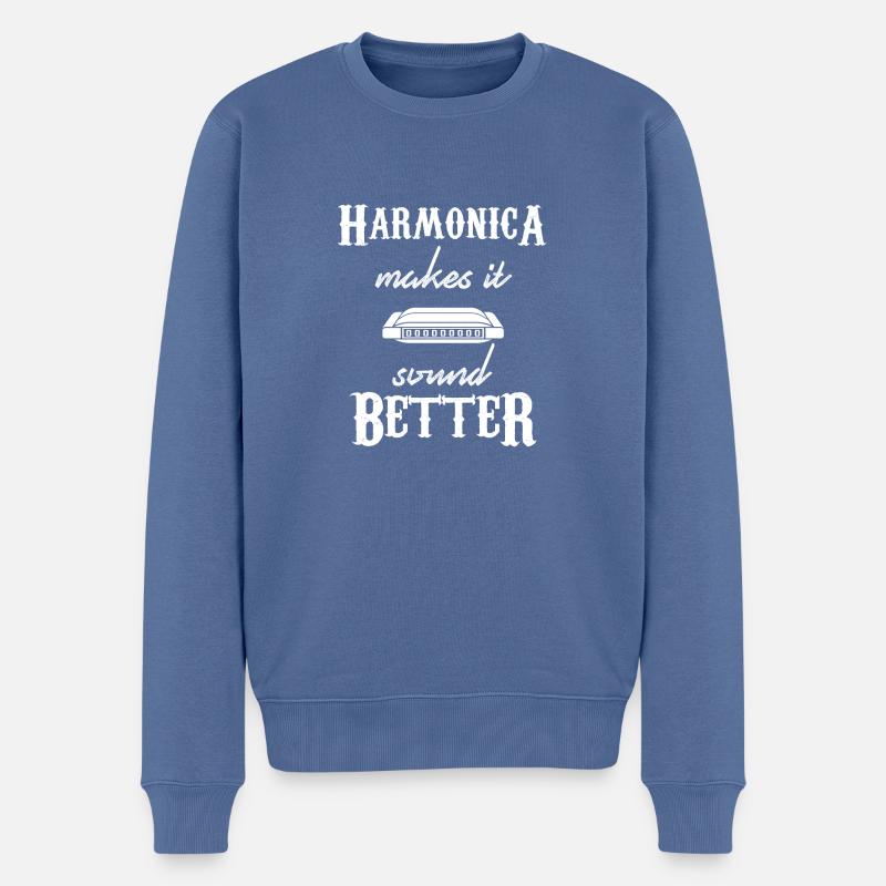 harmonica - harmonica player - harmonica - Men's Premium Organic Jumper - stone blue