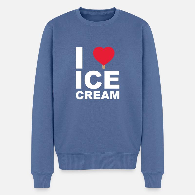 J'aime la crème glacée - Pull Premium bio Homme - bleu pigeon