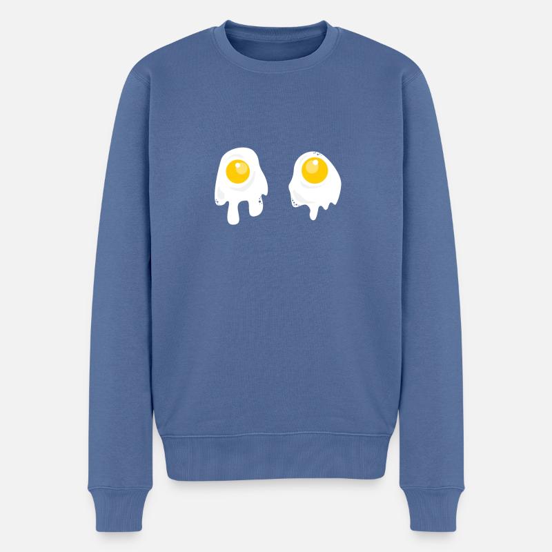 Fried Eggs - Breakfast - Männer Premium Bio Pullover - Taubenblau