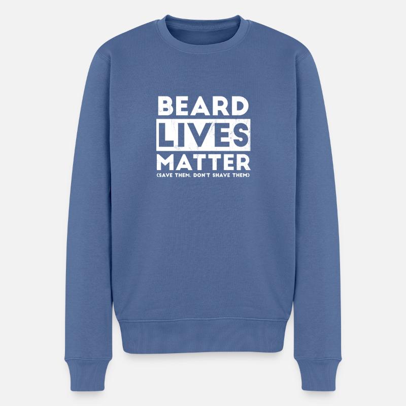 Barbe - Barbus - Barbe - Barbe - Drôle - Pull Premium bio Homme - bleu pigeon
