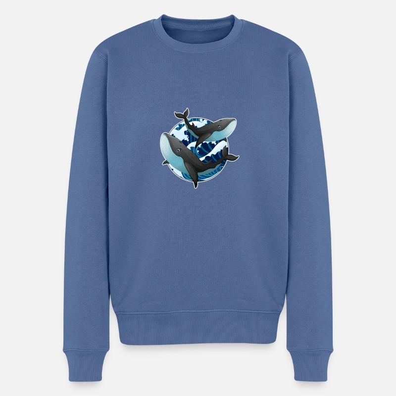 Wale - Männer Premium Bio Pullover - Taubenblau
