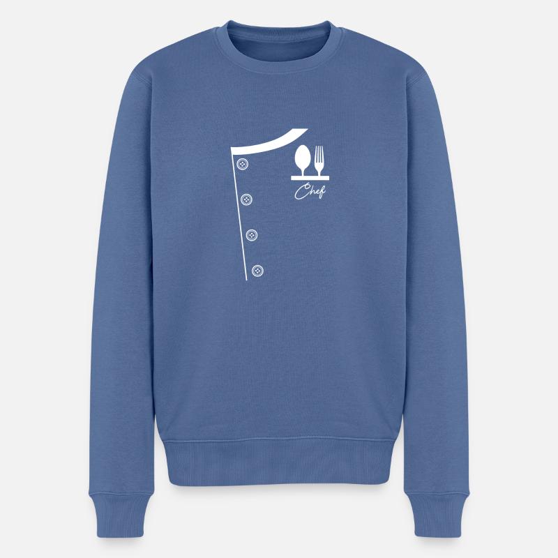 Koch - Männer Premium Bio Pullover - Taubenblau
