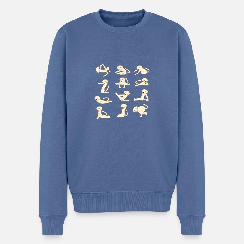 Dogs doing Yoga - Männer Premium Bio Pullover - Taubenblau