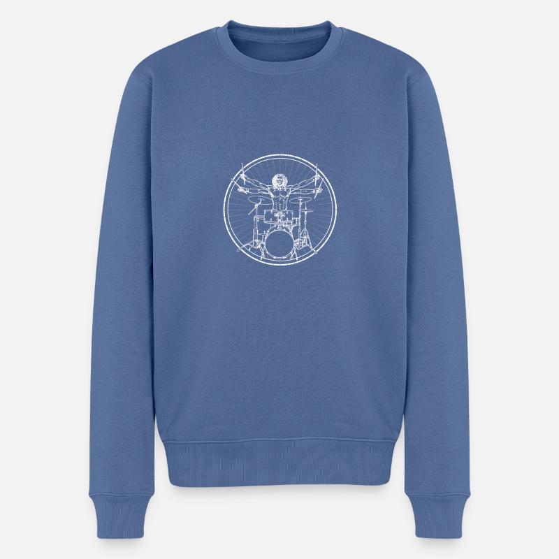 Schlagzeug - Männer Premium Bio Pullover - Taubenblau